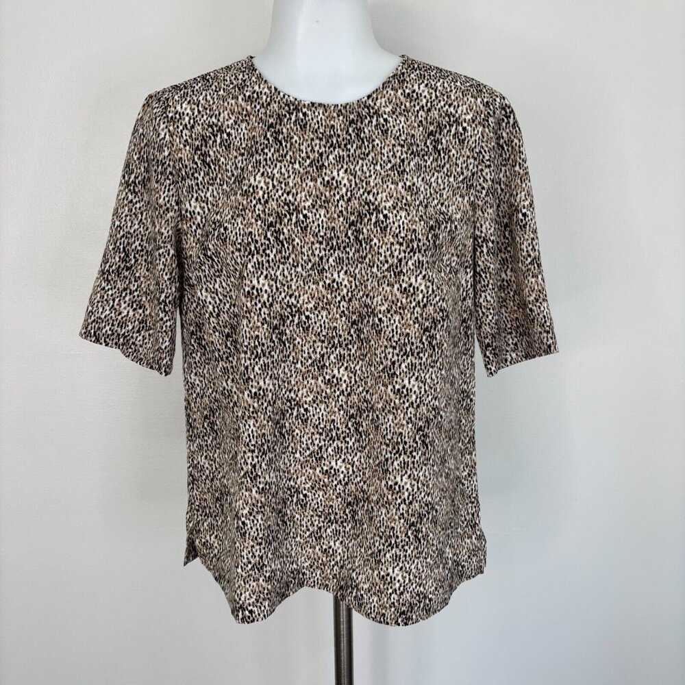 Talbots Top 4 Brown Spotted Short Sleeve Blouse Women's